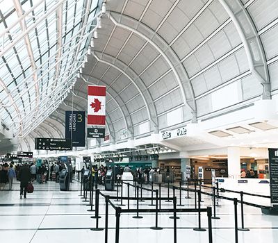 Inside an airport