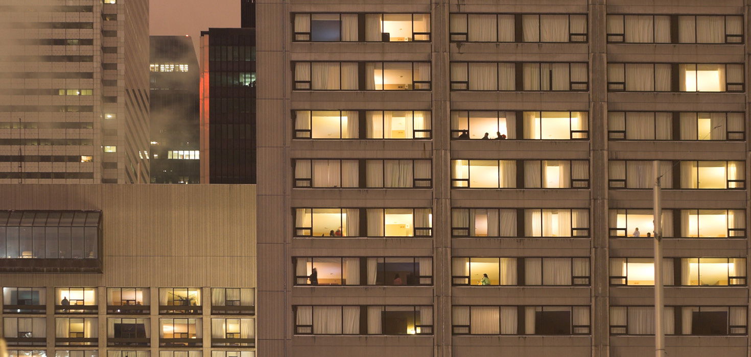 high rise at night