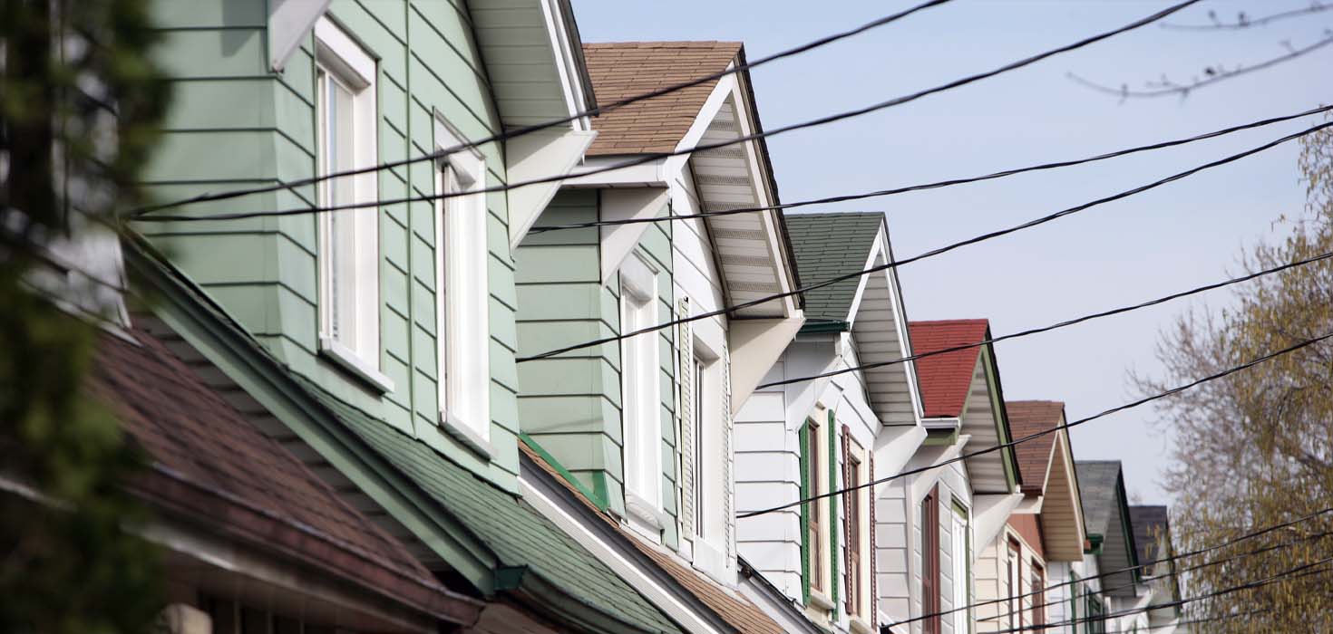 A row of low-density houses. 