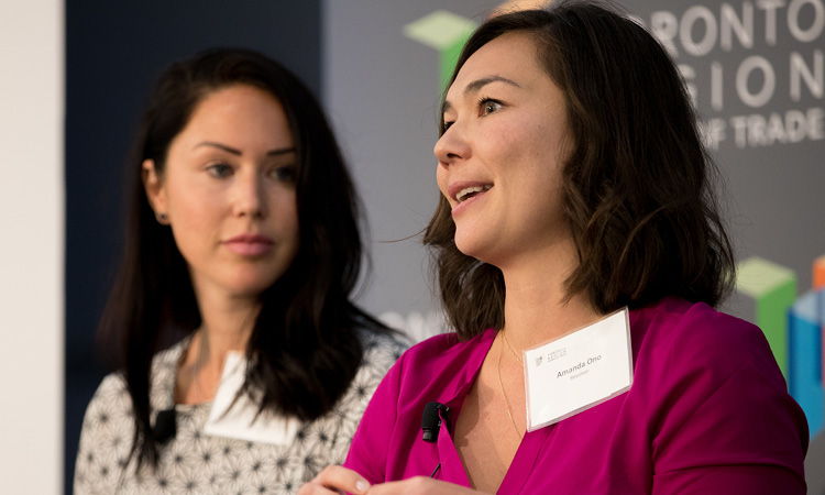 Female panelists speaking at Toronto Region Board of Trade event.