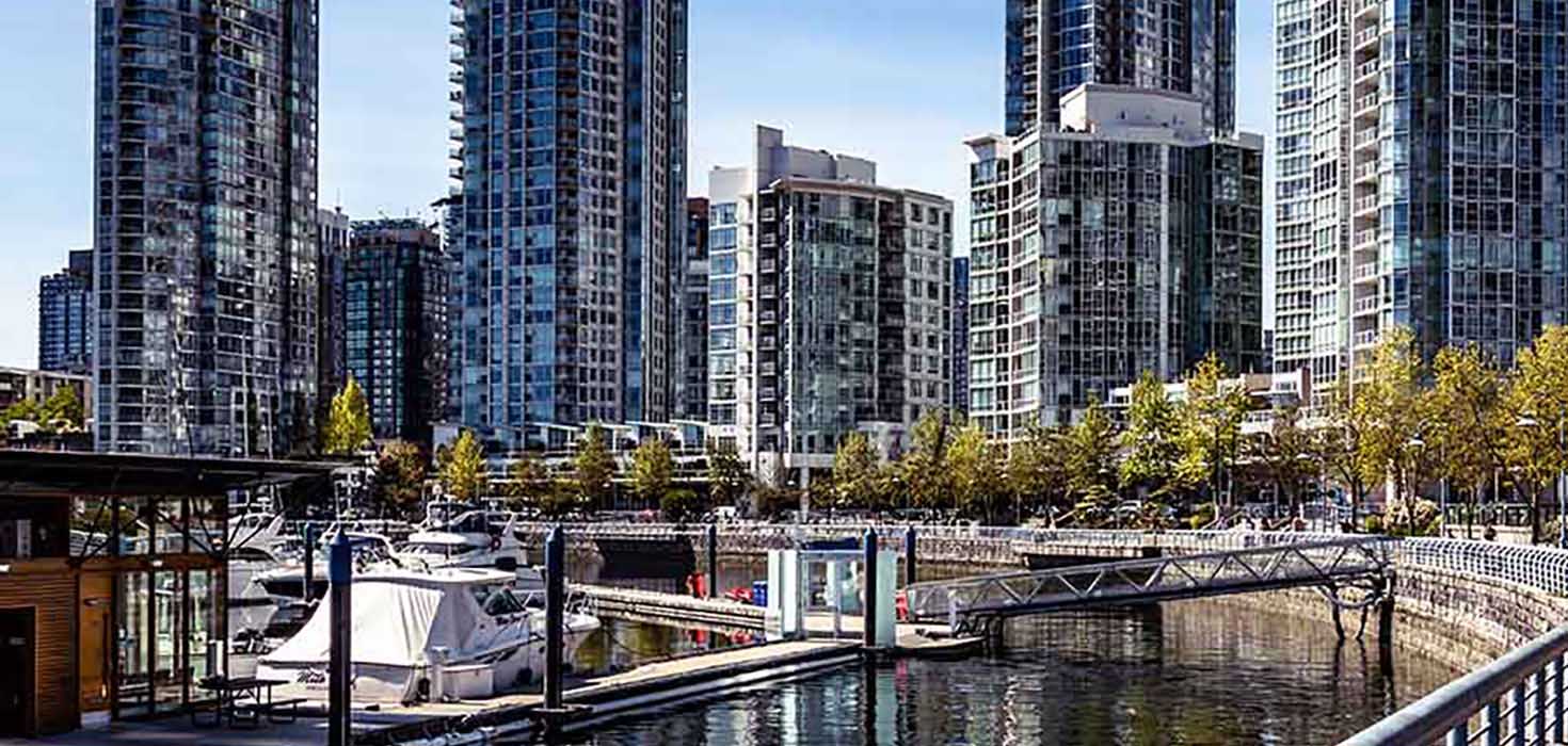 Vancouver’s skyline as seen from the waterfront.