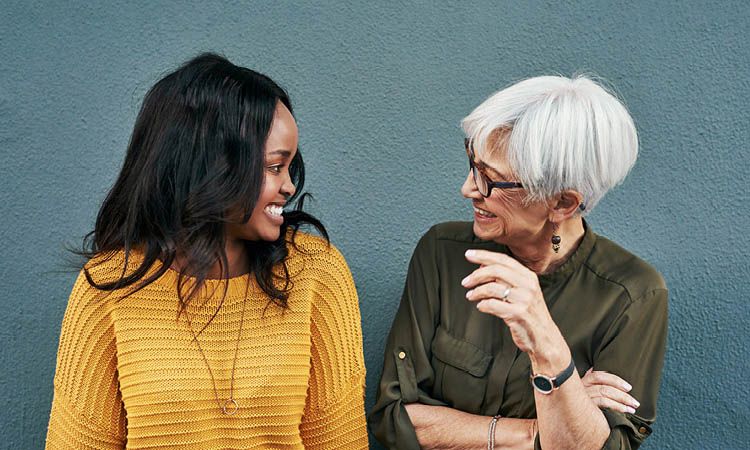 Two women chatting