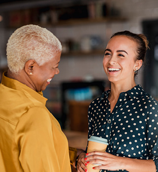 2 women talking.