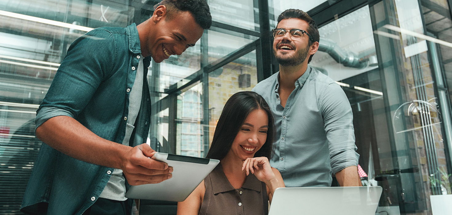 Group of smiling co-workers